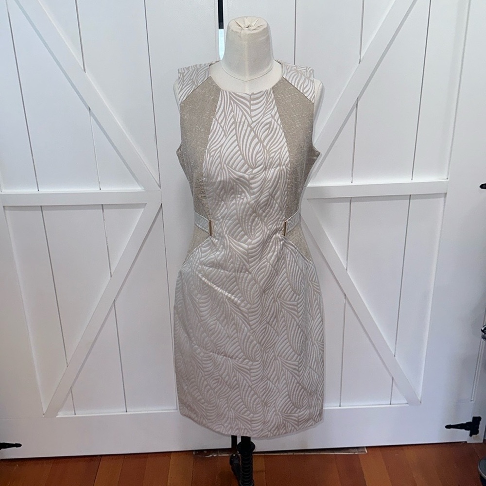 Calvin Klein Women's Tan & White Dress